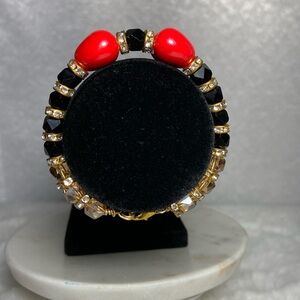 crystal bracelet with two ceramic heart